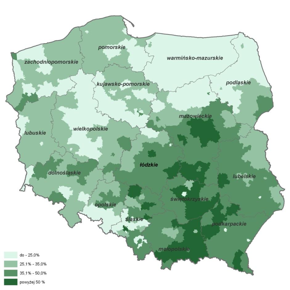 Cechą szczególną polskiego rolnictwa jest duże regionalne zróżnicowanie