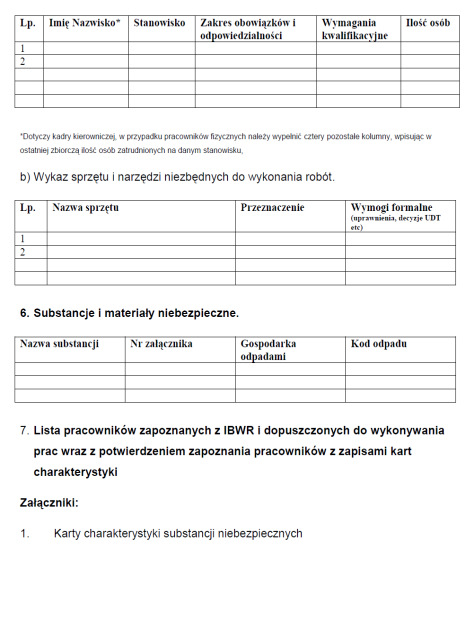 Prowadzenie prac zgodnie z wytycznymi uwzględnieniem etapowego planu zabezpieczeń zgodnie z wytycznymi zawartymi w IBWR, Planie zawartymi w IBWR, Planie techniki zabezpieczeń krawędzi niebezpiecznych