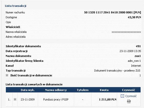 Struktura dokumentu Okno zawiera podstawowe informacje opisujące dokument (rachunek,