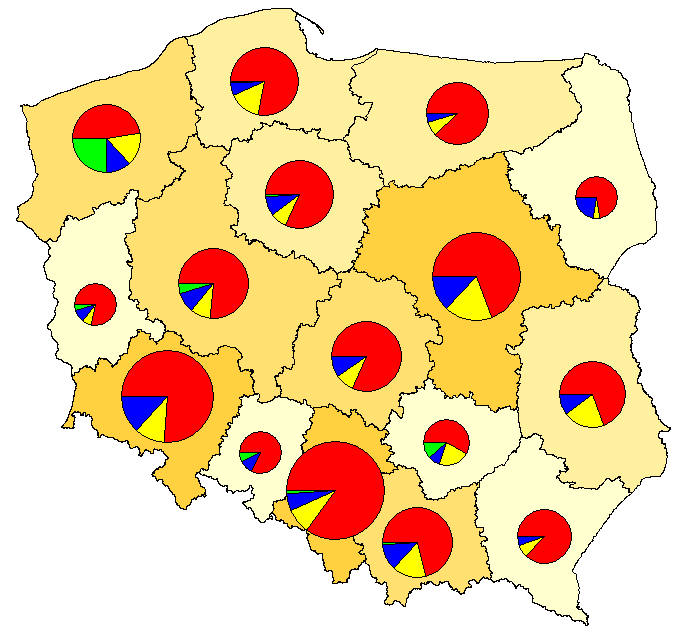 Mapa 1. Miejsca w placówkach opiekuńczo-wychowawczych Wykres 3.