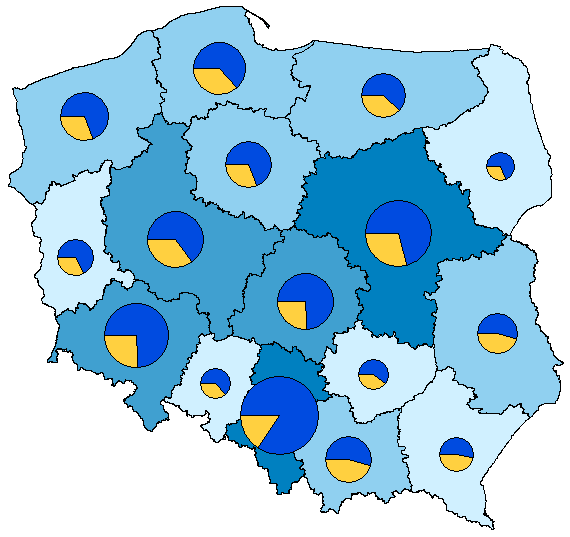 Mapa 2. Rodzinna piecza zastępcza w podziale na miasto i wieś Wykres 7.