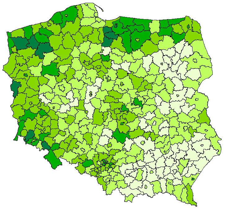 Mapa 6. Rodzinna piecza zastępcza na 10 tys. ludności według powiatów Wykres 14. Dzieci w placówkach wsparcia dziennego na 1 tys.