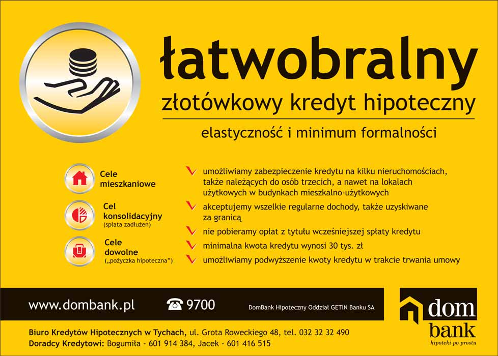 TWOJE FINANSE 13 R E K L A M A REKORDOWO SŁABA ZŁOTÓWKA Niskie loty KREDYTY FIRMA USŁUGOWO-HANDLOWA DAWID u gotówkowe, hipoteczne u oraz kredyty bez BIK u chwilówki u oddłużeniowe u samochodowe u