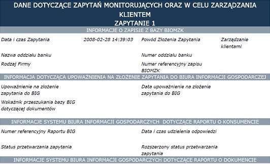 10 Segment Dane dotyczące zapytań monitorujących oraz w celu zarządzania klientem. Zapytanie banku o klienta na podstawie jednego z dwóch powodów. 52 49 53 49 54 13 55 13 52.