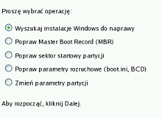 3. W menu startowym Linux wybierz Korektor rozruchu. Znajdziesz go również w środowisku PTS DOS.