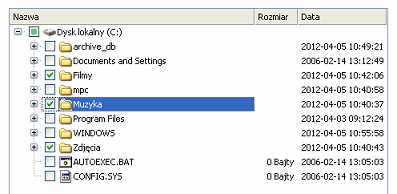 Zaznacz pola wyboru obok plików/folderów, które chcesz przenieść na nową partycję. Nie zaznaczaj plików/folderów systemowych takich jak Windows, Użytkownicy, Program Files, config.sys itp.