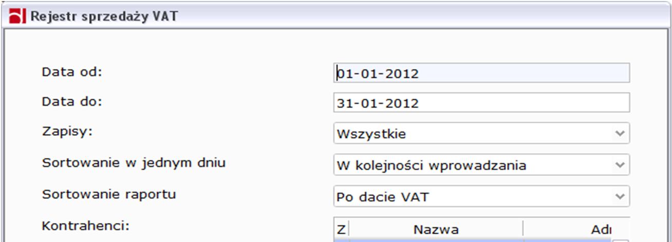 Zapisy istnieje możliwość wydrukowania: samych dokumentów korygujących, dokumentów pomijając dokumenty korygujące oraz wszystkich dokumentów, Sortowanie w jednym