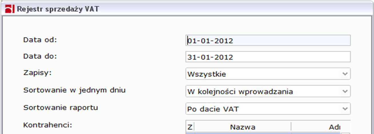 Zapisy istnieje możliwość wydrukowania: samych dokumentów korygujących, dokumentów pomijając dokumenty korygujące oraz wszystkich dokumentów, Sortowanie w jednym