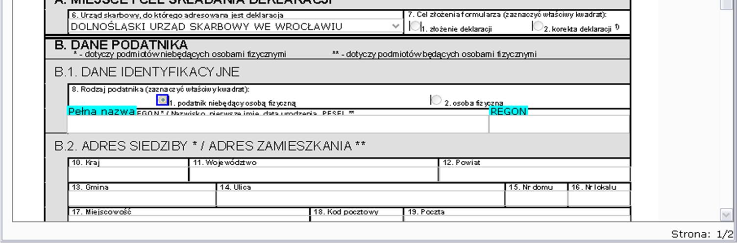 Zapisz domyślnie (kliknięcie w lewą część przycisku) wywołuje okno zapisu wartości deklaracji w bazie danych. Opis okna dostępny poniżej.