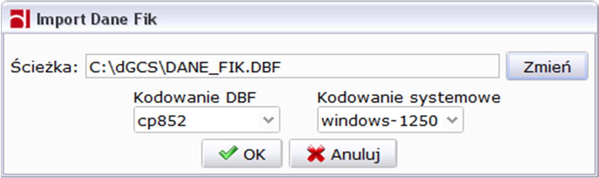 dbf)], która pozwala księgować dokumenty z pliku zewnętrznego DANE_FIK.DBF. Plik ten można wygenerować w innych systemach dgcs (np. w Magazynie Multi pod DOS).