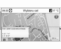 Nawigacja 87 przycisk NAV, a następnie nacisnąć przełącznik ośmiopozycyjny na pokrętle wielofunkcyjnym 3 6). Zostaje wyświetlona mapa okolicy wokół bieżącej lokalizacji.