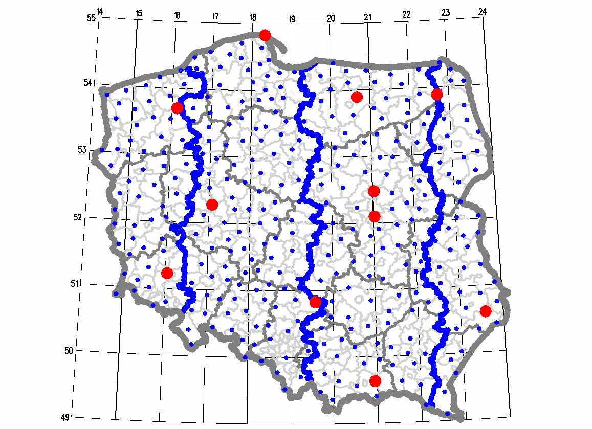 4.1.5 Dla celów praktycznych teoretyczny podział obszaru kraju na cztery trzystopniowe pasy