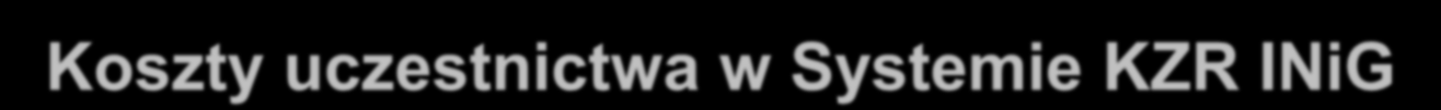 Koszty uczestnictwa w Systemie KZR INiG Źródła obciążeń finansowych związanych z uzyskaniem certyfikatu KZR: koszty związane z procesem pozyskania certyfikatu (koszty