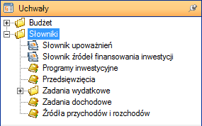 3.9. Słowniki Słowniki służą do wprowadzenia informacji niezbędnych w poszczególnych załącznikach projektu budżetu (uchwały budżetowej, uchwały zmieniającej i zarządzeniu).