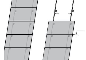 B 2-1 Moduły pionowo 1100 mm Rys. B 2-2 Moduły poziomo Zabudowa 1-warstwowa W przypadku odpowiedniej konstrukcji możliwa jest również podstawa nośna 1-warstwowa.