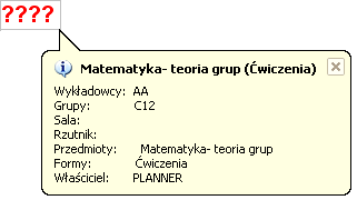 Możliwość doplanowywania Oznaczenie zajęcia