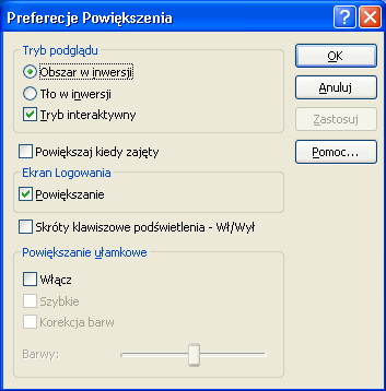 Struktura Menu programu Lunar 129 6.2.9 Preferencje Menu Obraz > Preferencje Okno dialogowe Preferencje Powiększania zawiera kilka opcji niezależnych od aktywnej aplikacji.