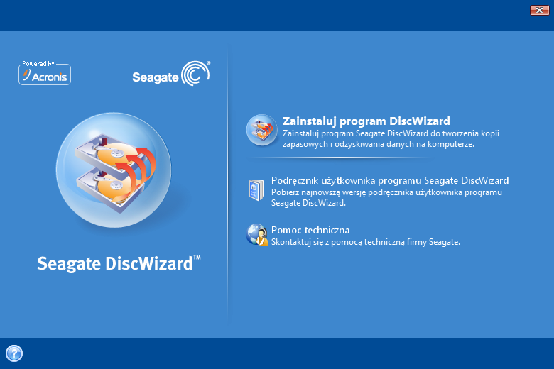 2 Instalowanie i uruchamianie programu Seagate DiscWizard 2.