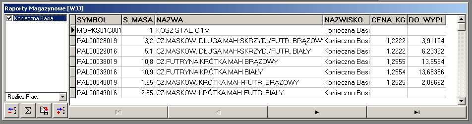 Kolejność i szerokość kolumn moŝna zmieniać a po kliknięciu w nagłówek tabelki ustawienia zostaną zapisane by przy