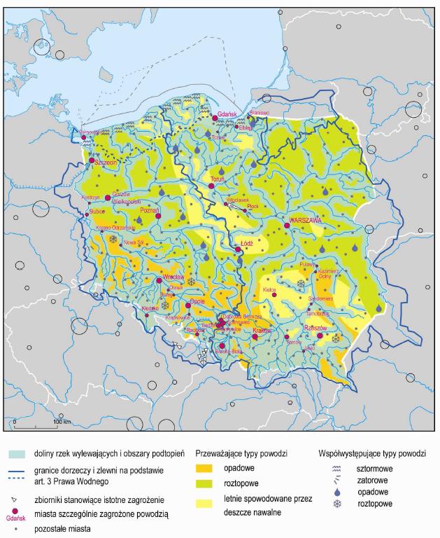 Program Strategiczny Błękitny San Rycina 13 Zagrożenia powodziowe Polski Źródło: Koncepcja Przestrzennego (2011, s. 138).