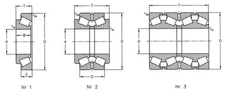 Łożyska specjalne: stożkowe. Special bearings: tapered roller bearings. Конические роликоподшипники.