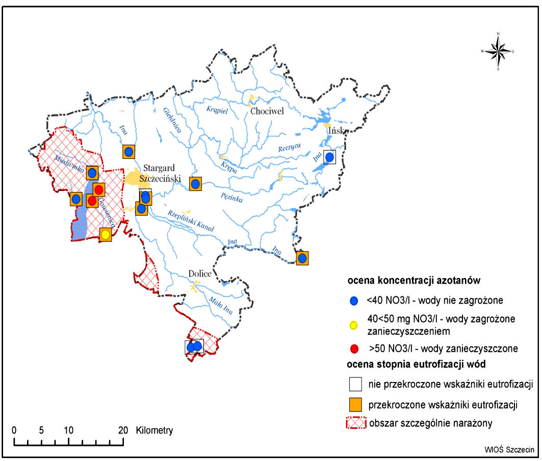 RYSUNEK NR 3 Wyniki klasyfikacji rzek na terenie powiatu stargardzkiego badanych w latach 2004 2008 2.