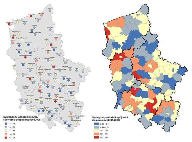 3.2. SPÓJNOŚĆ SPOŁECZNO-GOSP GOSPODARCZA Wskaźniki spójności społeczno-gospodarczej wskazują pogłębiające się zróżnicowanie Województwa Polski Zachodniej są na zróżnicowanym poziomie rozwoju