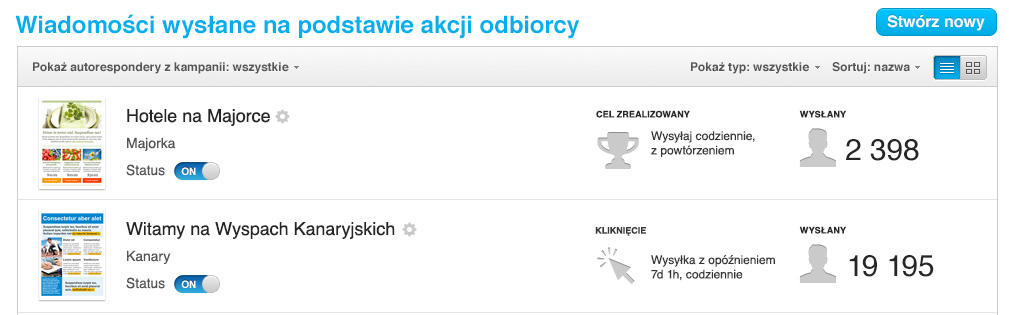 Poza tym, warto pamiętać, że w każdej chwili można sprawdzić szczegółowe statystyki wiadomości. Wystarczy kliknąć ikonę, która przekieruje do Email Analytics.