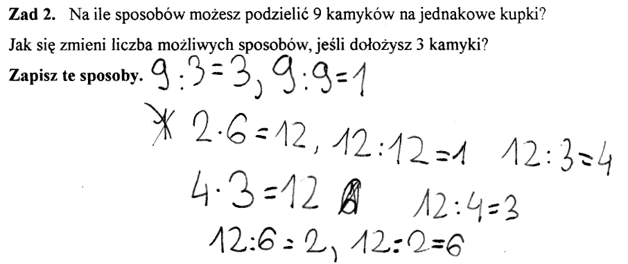 procesu pozwoli na sformułowanie zależności związanej z odwrotnością działań: mnożenia i dzielenia.