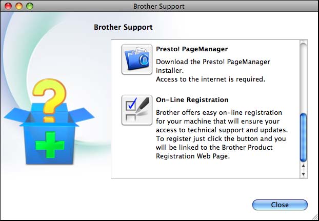 Informacje ogólne Dostęp do pomocy technicznej Brother (Macintosh) 1 Wszystkie wymagane informacje kontaktowe, umożliwiające na przykład skontaktowanie się z pomocą techniczną przez Internet (Brother