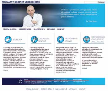 Strona internetowa dla urologa Dla Dr Piotra Szulca przygotowaliśmy stronę internetową, która dostępna jest pod adresem: www.urolog.net.pl Strona promuje prywatną praktykę lekarską doktora Piotra Szulca, którego gabinet mieści się we Wrocławiu, w Centrum Medycznym 4MED.