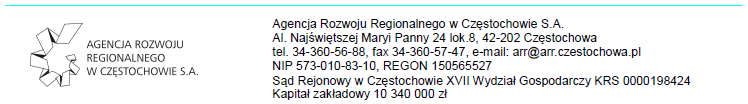 Załącznik nr 16 do Regulaminu przyznawania środków finansowych na rozwój przedsiębiorczości i wsparcia pomostowego w projekcie NOWA SZANSA Umowa nr.