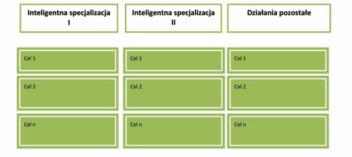Cele strategiczne regionu Dla zdefiniowanych inteligentnych specjalizacji regionu określone zostały cele strategiczne, których realizacja pozwoli na realizację głównego celu strategii jakim jest