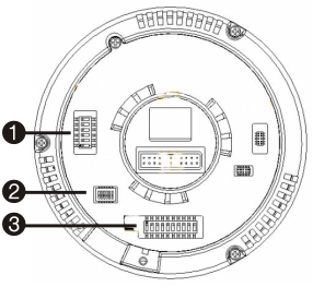 1BRozdział 2: Instalacja Tabela 2: Protokoły PTZ dla kamer Interlogix Kamera TruVision Mini PTZ 12X: Kamera wewnętrzna Ustawienie przełącznika Przełączniki DIP protokołu: RS-485 (w rejestratorze TVR