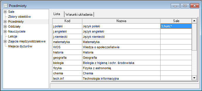 3/7 Kolejność przypisanych sal jest istotna, gdyż w pierwszej