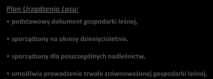 Plan Urządzenia Lasu: podstawowy dokument gospodarki leśnej, sporządzany na okresy dziesięcioletnie,