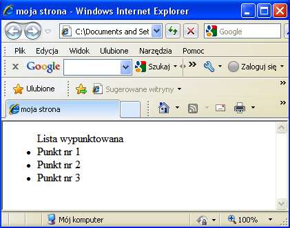 P r o j e k t o w a n i e s t r o n w w w w h t m l S t r o n a 9 <meta http-equiv="content-type" content="text/html; charset=iso-8859-2"> <ul>lista wypunktowana <li>punkt nr 1</li> <li>punkt nr