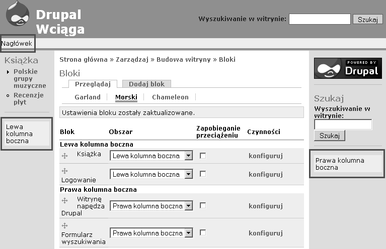 pól, zawieraj cych nazwy obszarów, dla atwiejszej orientacji, gdzie dok adnie pojawi si blok,