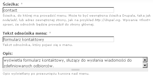 Rozdzia 4. Budowa witryny 109 Rysunek 4.18. Konfiguracja nowego odno nika w menu pozycji menu w sytuacji, gdyby my nagle musieli zmieni adres, pod którym znajduje si nasza witryna.