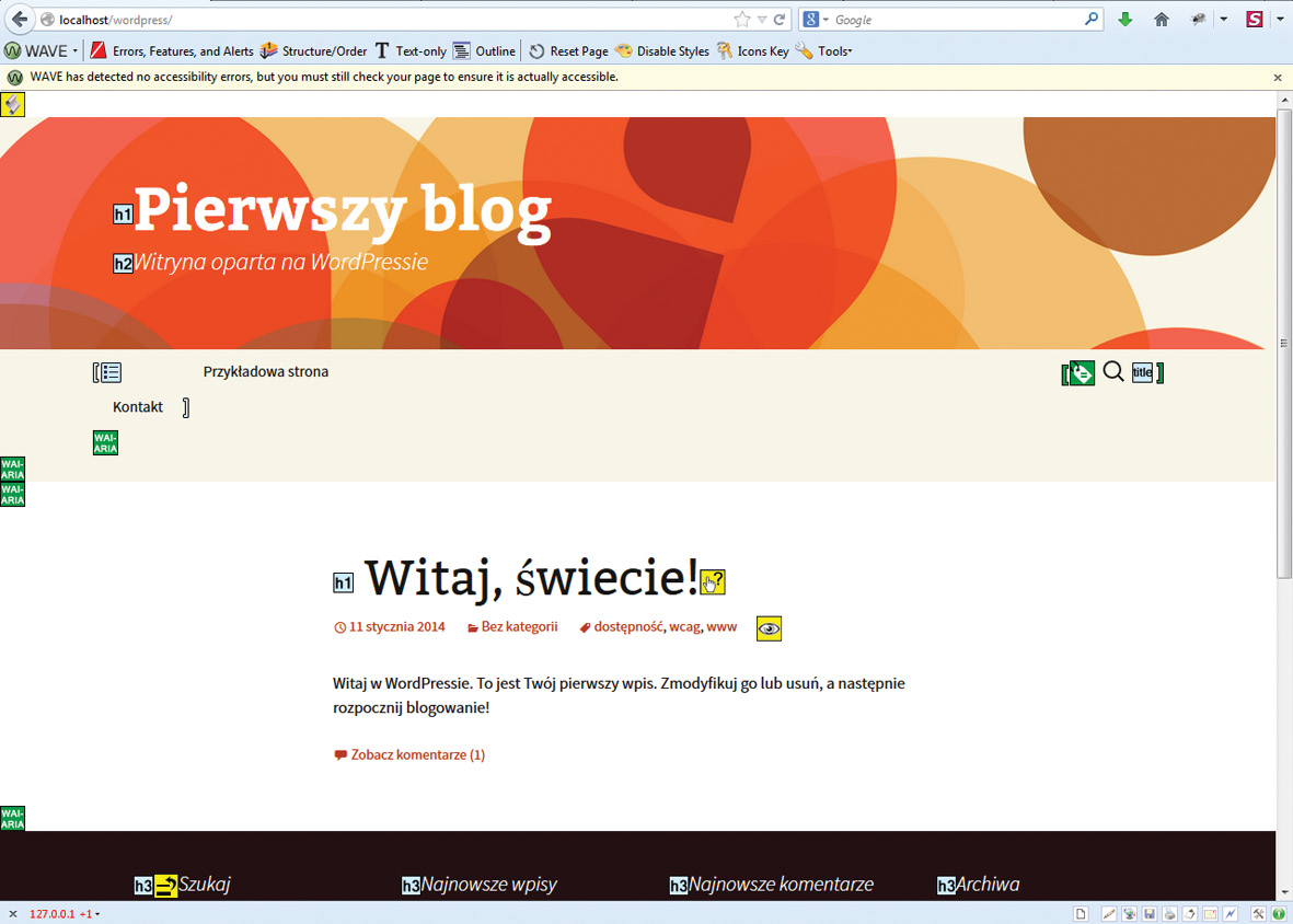 WordPress nie został udostępniony online. Brak adresu internetowego wyklucza bowiem możliwość użycia narzędzia online.