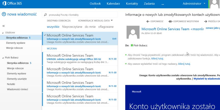 Przewodnik Przedstawiona poniżej szczegółowa prezentacja pozwala szybko zapoznać się z funkcjami dostępnymi w usłudze Office 365.