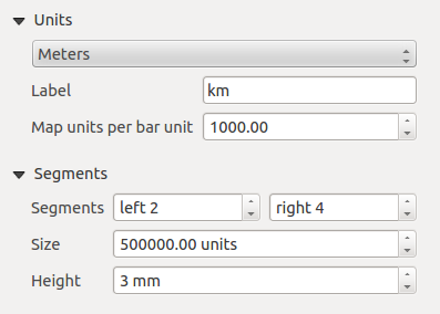 Main properties The Main properties dialog of the scale bar Item Properties tab provides the following functionalities (see figure_composer_18): Rysunek 18.