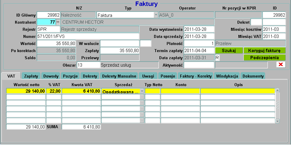 Wygląd M G A v 3 Przykładowe