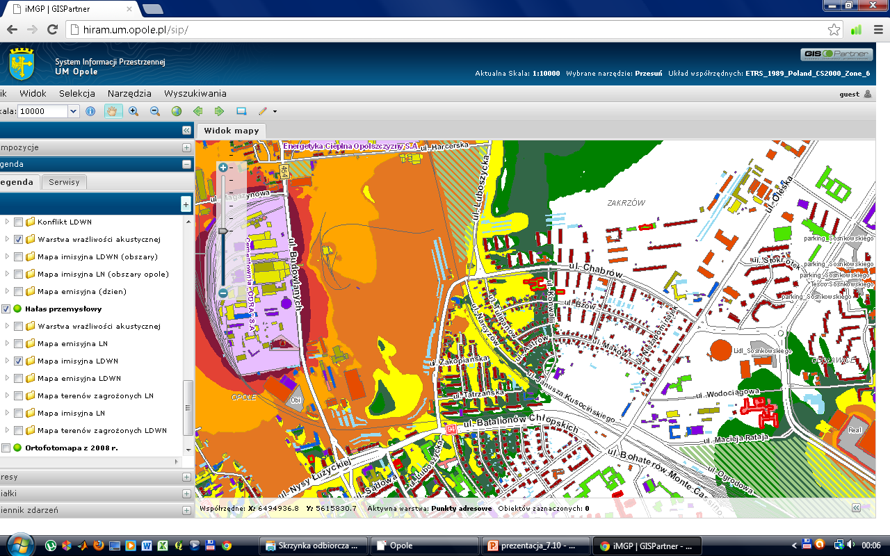 IPMA Opola mapa imisyjna L DWN - hałas