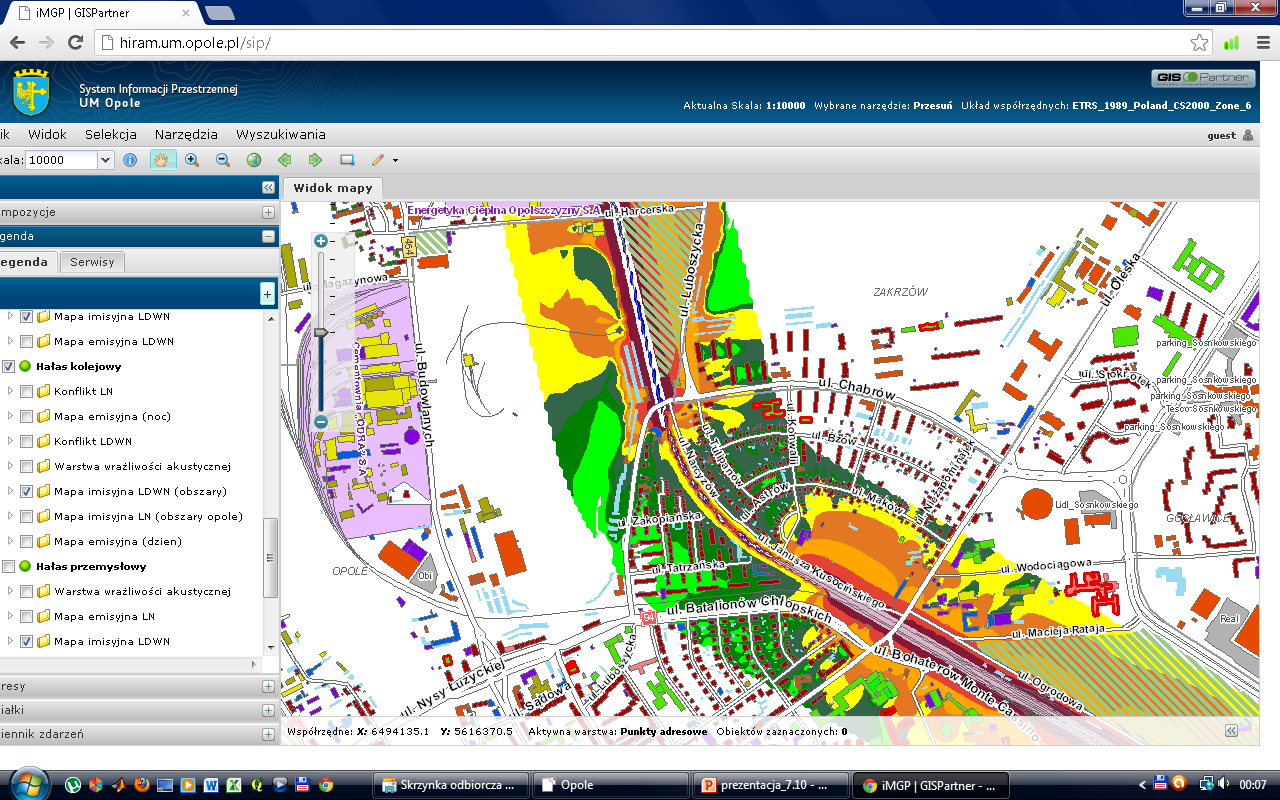 IPMA Opola mapa imisyjna L DWN - hałas