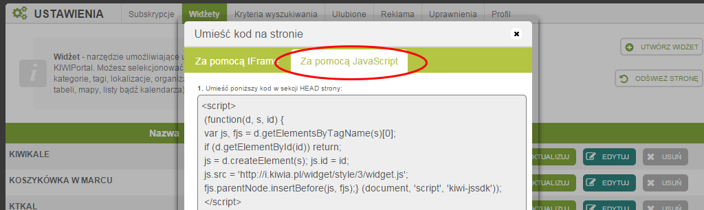 4 IMPLEMENTACJA WIDŻETÓW ZA POMOCĄ JAVASCRIPT 4.