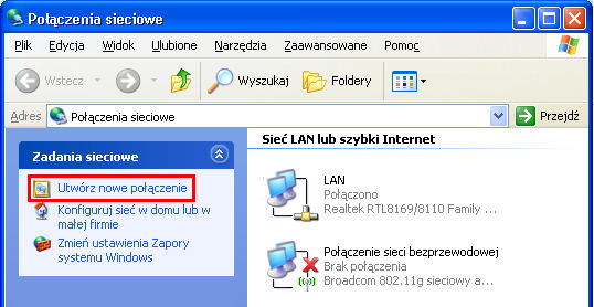 2. Konfiguracja klienta VPN W Windows XP przejdź do
