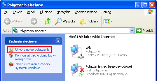2. Konfiguracja klienta VPN W Windows XP przejdź do