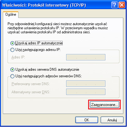 5. Brama domyślna Domyślnie Windows XP kieruje cały ruch przez połączenie VPN.