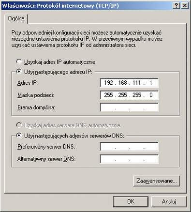 W tym celu należy przejść do konfiguracji sieci: Start->Ustawienia->Panel Sterowania ->Połączenia Sieciowe.